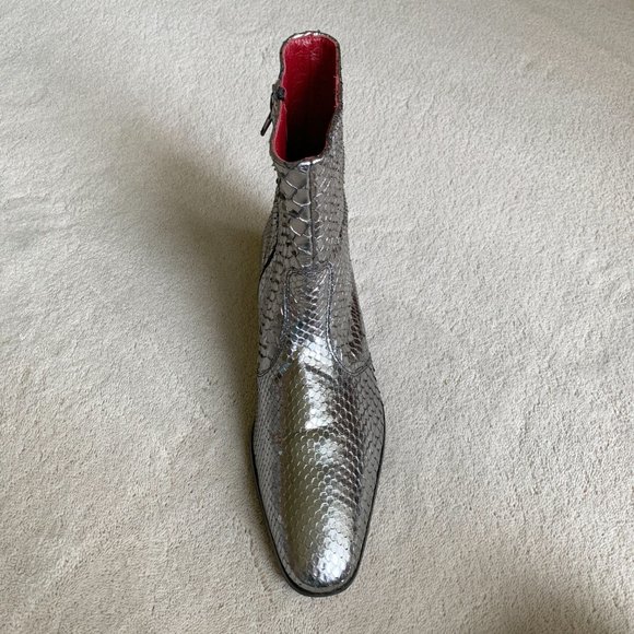 NIB JEAN-MICHEL CAZABAT ‘BOWIE’ Silver PYTHON Zip ANKLE BOOTS Size 41 EUR | 8 US - Picture 9 of 16